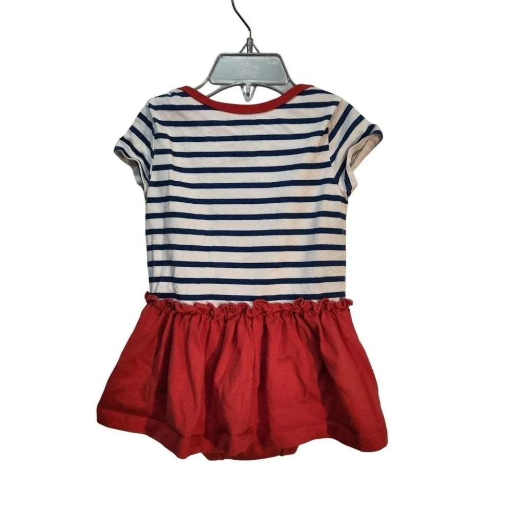Disney Baby Minnie Mouse Paris Striped Ruffle Dress One Piece 12-18‎ Months